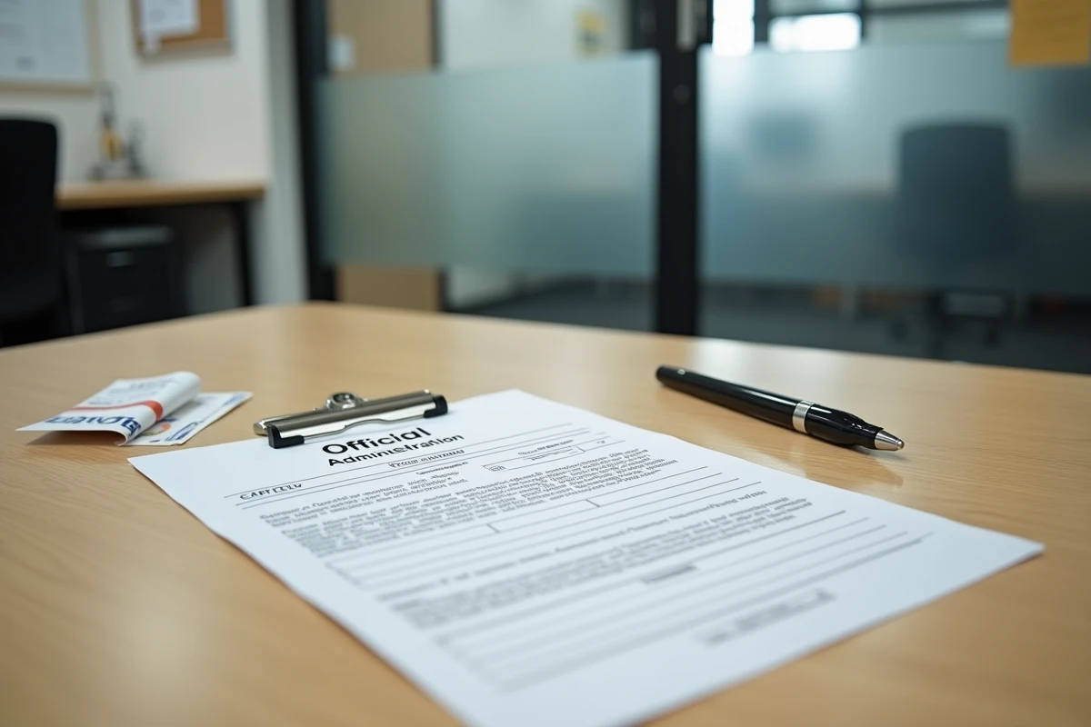 Formulaire d'amende pour tapage nocturne posé sur un bureau administratif
