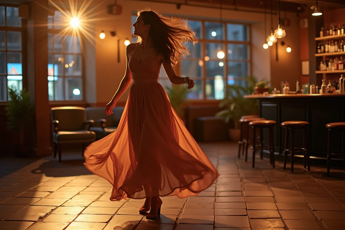 Femme élégante tournant seule sur la piste à Strasbourg