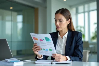 Fiche publicitaire présentant un produit avec des éléments graphiques attractifs