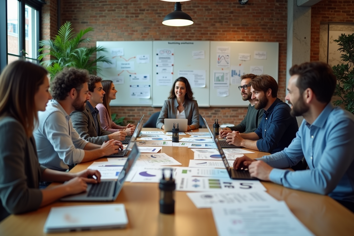 Jeunes entrepreneurs discutant autour d