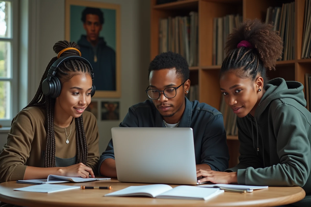 Groupe de jeunes en studio de musique à Vald