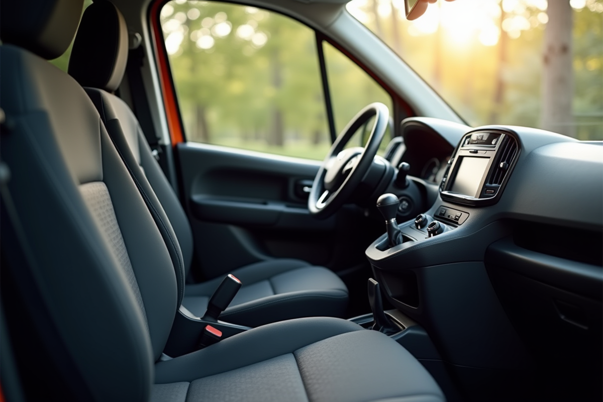 Intérieur du Peugeot Partner Tepee vue depuis l arrière