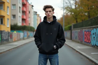 Jeune rappeur dans la rue de Vald'Oise avec graffitis