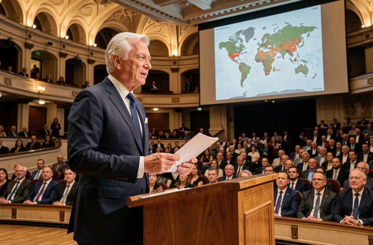 Notaire international prenant la parole à la tribune lors du Congrès UINL à Paris en 2026